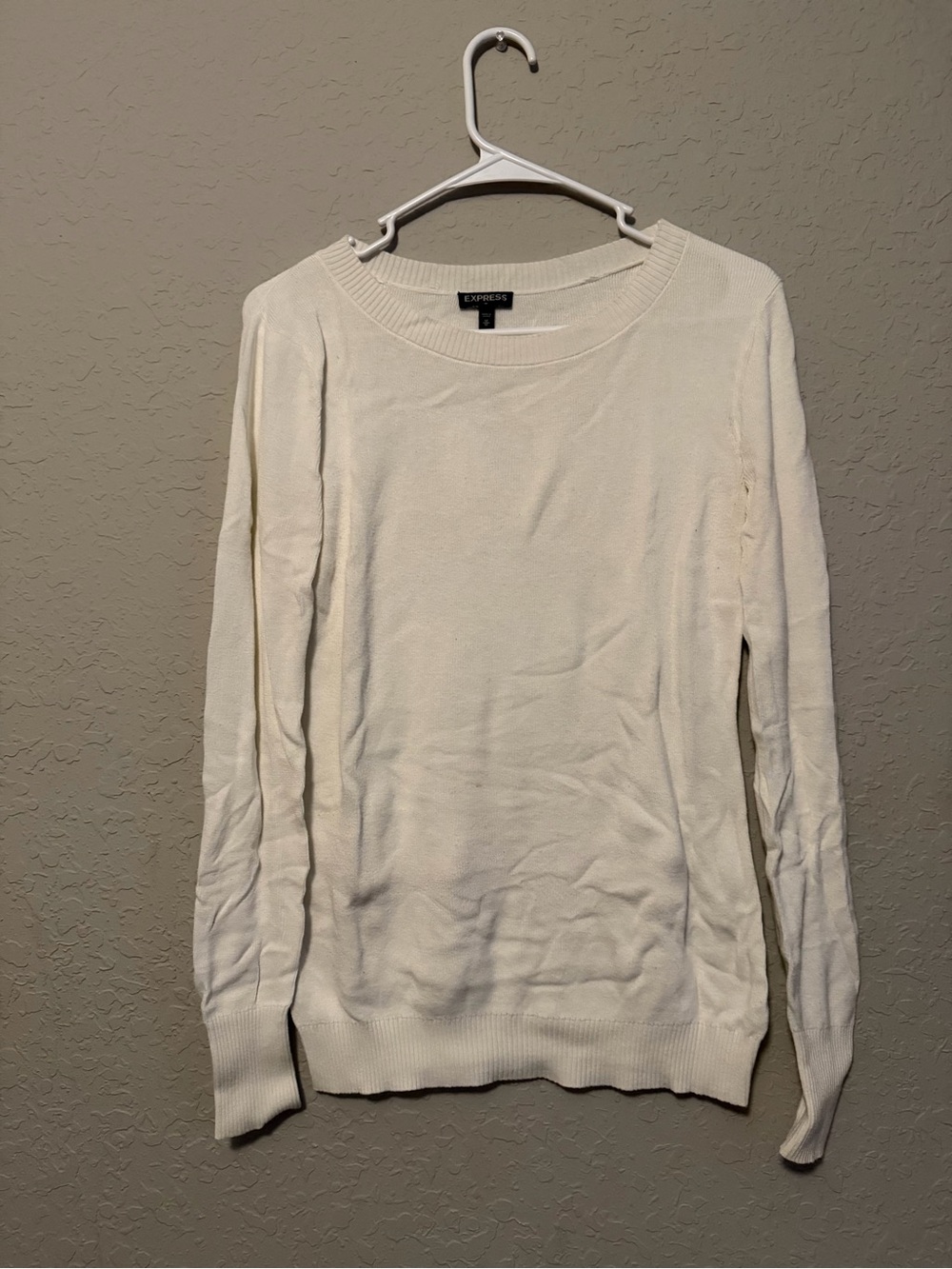 Express Cream Lightweight Crewneck Sweater